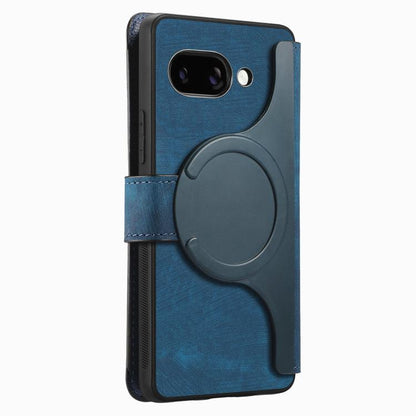 Pour Google Pixel 9a ÉtuiCoque de téléphone rétro en cuir MagSafe RFID antivol (bleu)