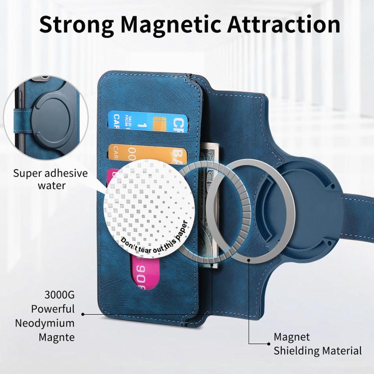 Pour Google Pixel 9a ÉtuiCoque de téléphone rétro en cuir MagSafe RFID antivol (bleu)