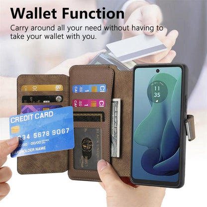 For Motorola Moto G 2024 5G CaseNeo MagSafe RFID Anti-theft Zipper Wallet Retro Leather Phone Case(Brown)