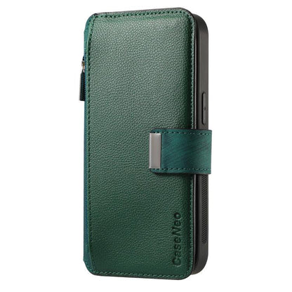 For Motorola Moto G 2024 5G CaseNeo MagSafe RFID Anti-theft Zipper Wallet Retro Leather Phone Case(Green)