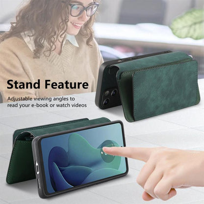For Motorola Moto G 2024 5G CaseNeo MagSafe RFID Anti-theft Zipper Wallet Retro Leather Phone Case(Green)