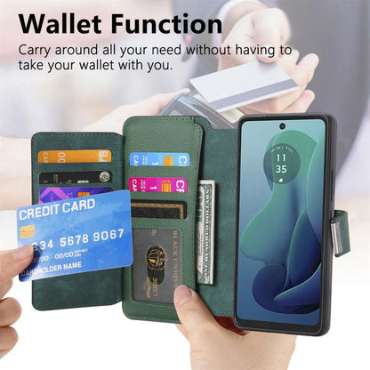 For Motorola Moto G 2024 5G CaseNeo MagSafe RFID Anti-theft Zipper Wallet Retro Leather Phone Case(Green)
