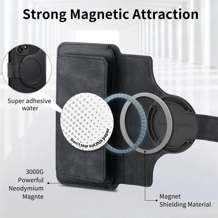 Pour Motorola Moto G Power 2024 ÉtuiNeo MagSafe RFID Antivol Portefeuille Zippé Rétro Housse en Cuir (Noir)