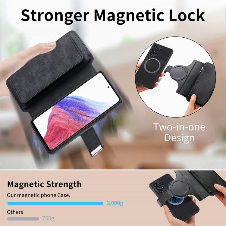 Pour Motorola Moto G Power 2024 ÉtuiNeo MagSafe RFID Antivol Portefeuille Zippé Rétro Housse en Cuir (Noir)