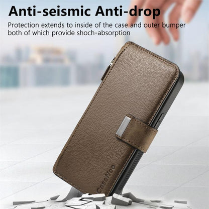 For Motorola Moto G Power 2024 CaseNeo MagSafe RFID Anti-theft Zipper Wallet Retro Leather Phone Case(Brown)