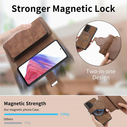 For Motorola Moto G Power 2024 CaseNeo MagSafe RFID Anti-theft Zipper Wallet Retro Leather Phone Case(Brown)