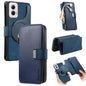 Pour Motorola Moto G Power 2024 ÉtuiNeo MagSafe RFID Antivol Portefeuille Zippé Rétro Cuir Étui Téléphone (Bleu)