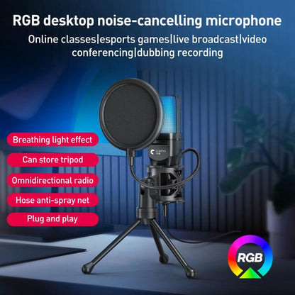 Yanmai SF-777R RGB Light Desktop Noise Reduction Microphone with Anti-spray Net