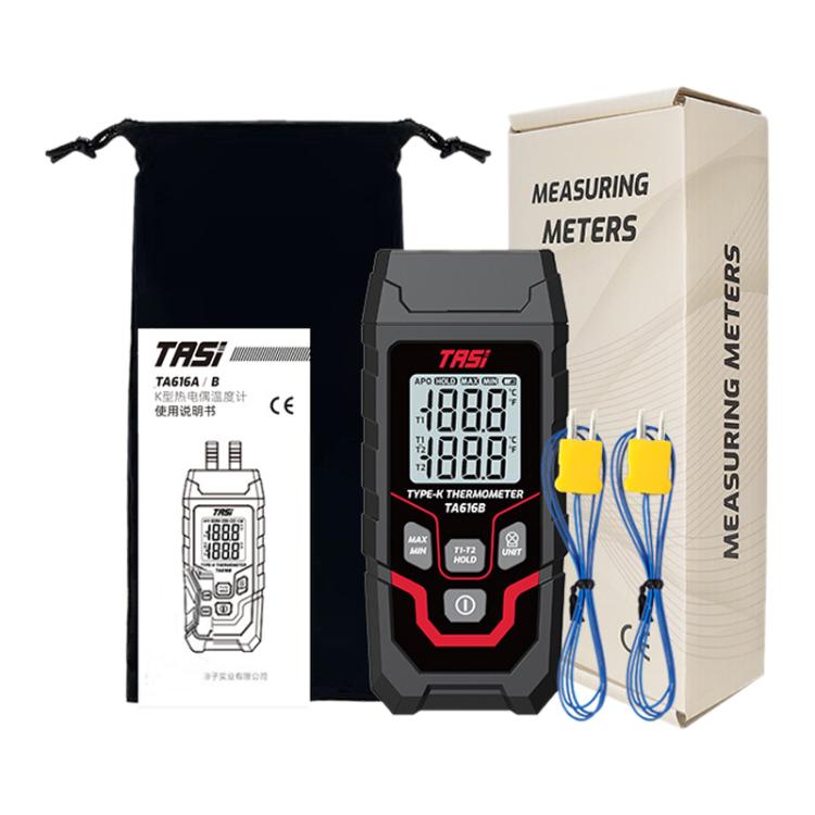 TRSI TA616B Industrial Handheld K-Type Thermocouple Thermometer, Dual Channel, Basic Version