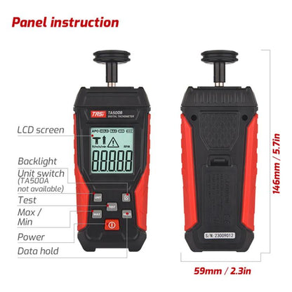 TASI TA500B Contact Measurement Laser Tachometer Digital Display Measuring Speed Meter(Black Red)
