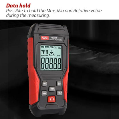 TASI TA500B Contact Measurement Laser Tachometer Digital Display Measuring Speed Meter(Black Red)