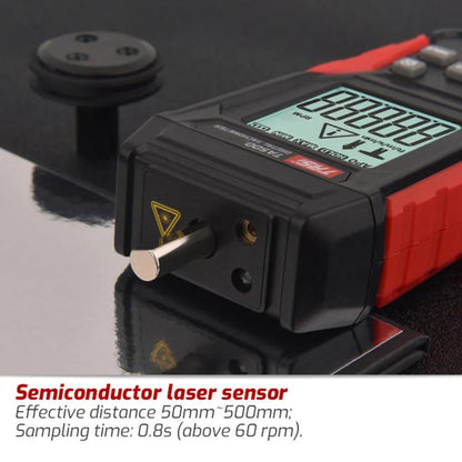 TASI TA500B Contact Measurement Laser Tachometer Digital Display Measuring Speed Meter(Black Red)