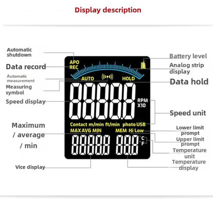 TASI Contact and Non-contact Dual Use Portable Measuring Speed Meter Digital Display Laser Tachometer