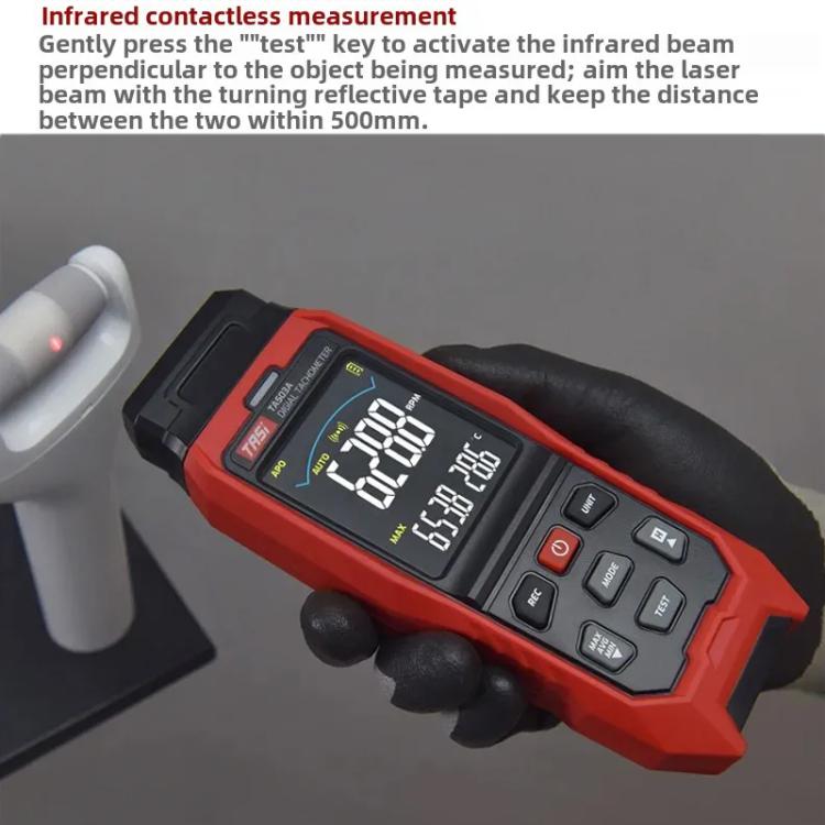 TASI Contact and Non-contact Dual Use Portable Measuring Speed Meter Digital Display Laser Tachometer