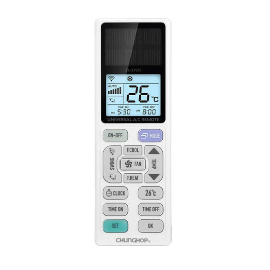 Télécommande universelle de climatiseur CHUNGHOP EK-3399ES avec rétroéclairage LCD, à énergie optoélectronique