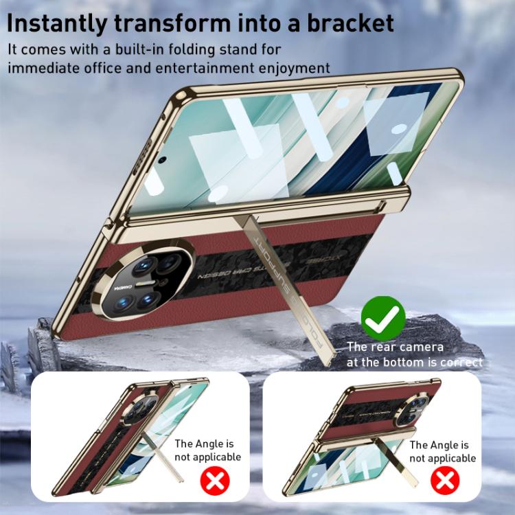 For Huawei Mate X3 / X5 GKK Integrated Cloud Pattern Plain Leather Contrast Color Stitching Folding Phone Case(Red)