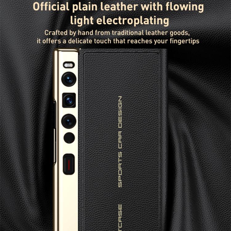 For Huawei Mate Xs 2 GKK Electroplated Plain Leather Flip Folding Phone Case(Black)