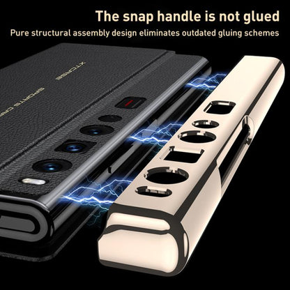 For Huawei Mate Xs 2 GKK Electroplated Plain Leather Flip Folding Phone Case(Black)