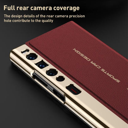 For Huawei Mate Xs 2 GKK Electroplated Plain Leather Flip Folding Phone Case(Red)