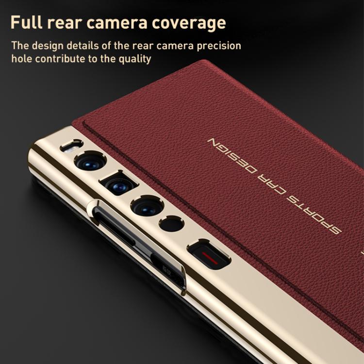 For Huawei Mate Xs 2 GKK Electroplated Plain Leather Flip Folding Phone Case(Black)