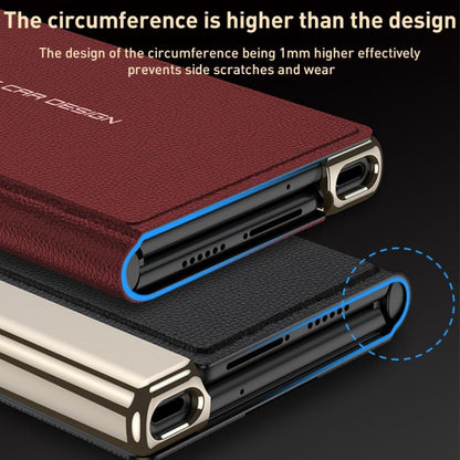 For Huawei Mate Xs 2 GKK Electroplated Plain Leather Flip Folding Phone Case(Black)