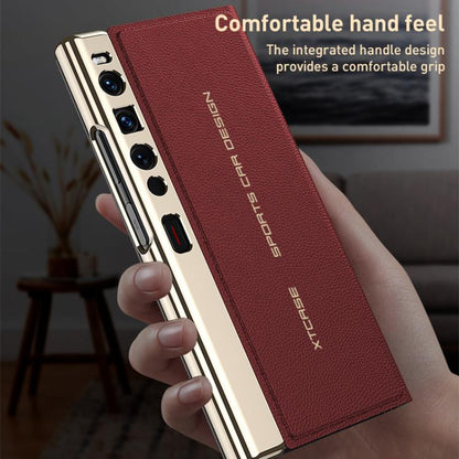 For Huawei Mate Xs 2 GKK Electroplated Plain Leather Flip Folding Phone Case(Black)