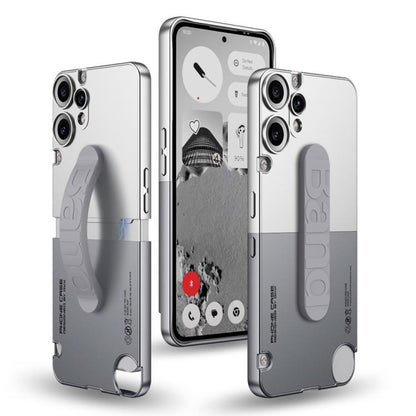 For Nothing CMF Phone 2 Pro GKK Mortise-Tenon Connection Contrast Color Phone Case with Silicone Wristband(White Grey)