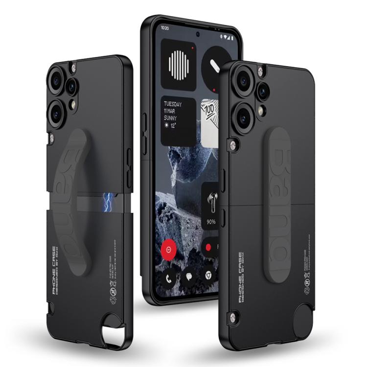 For Nothing CMF Phone 2 Pro GKK Mortise-Tenon Connection Contrast Color Phone Case with Silicone Wristband(Black)