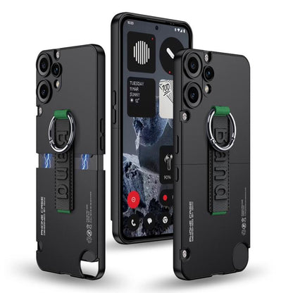 For Nothing CMF Phone 2 Pro GKK Mortise-Tenon Connection Contrast Color Phone Case with Ring Wrist Strap(Black)
