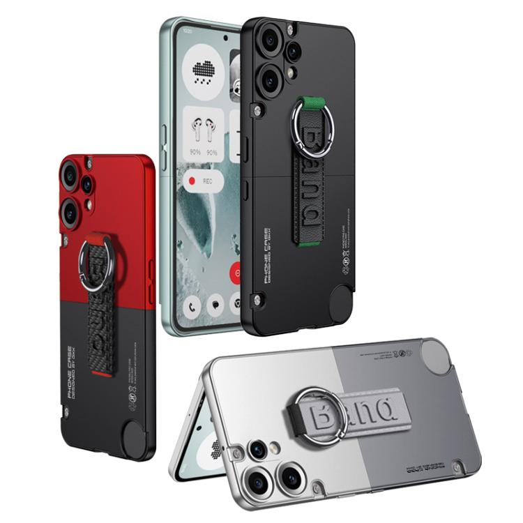 For Nothing CMF Phone 2 Pro GKK Mortise-Tenon Connection Contrast Color Phone Case with Ring Wrist Strap(White Grey)