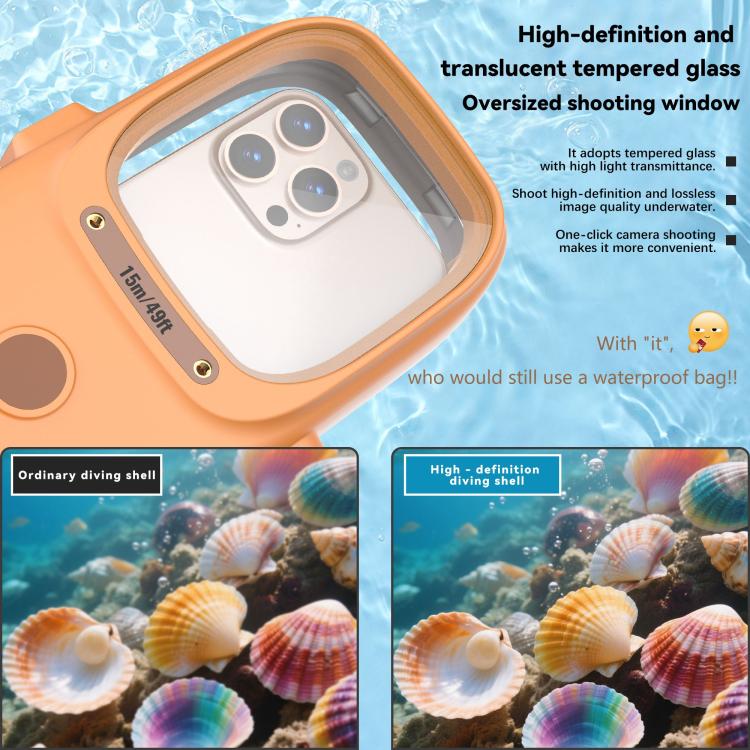 RedPepper Diving Case 15m Waterproof Protective Case for iPhone / Samsung / vivo / Huawei / Xiaomi(Orange)