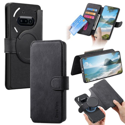 For Nothing Phone 3a CaseNeo MagSafe RFID Anti-theft Retro Leather Phone Case(Black)