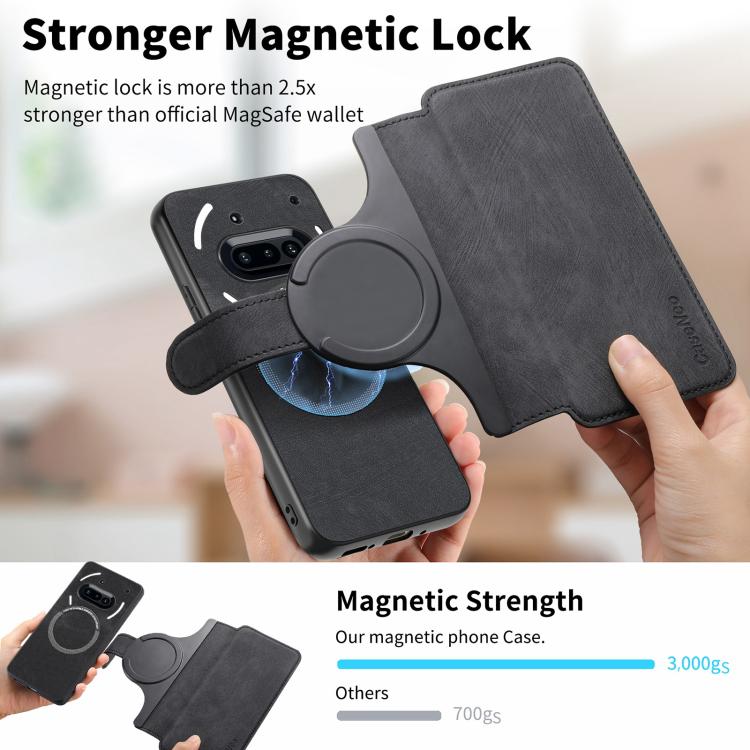 For Nothing Phone 3a CaseNeo MagSafe RFID Anti-theft Retro Leather Phone Case(Black)