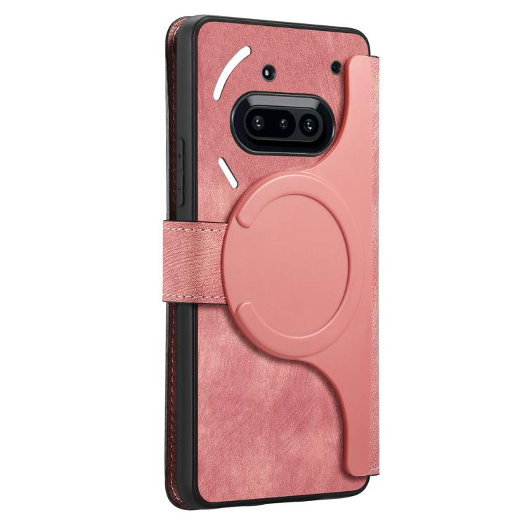 Pour l'étui Nothing Phone 3aCoque de téléphone en cuir rétro anti-RFID Neo MagSafe (rose)