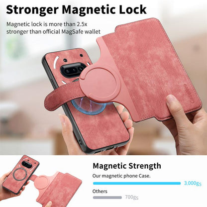 Pour l'étui Nothing Phone 3aCoque de téléphone en cuir rétro anti-RFID Neo MagSafe (rose)
