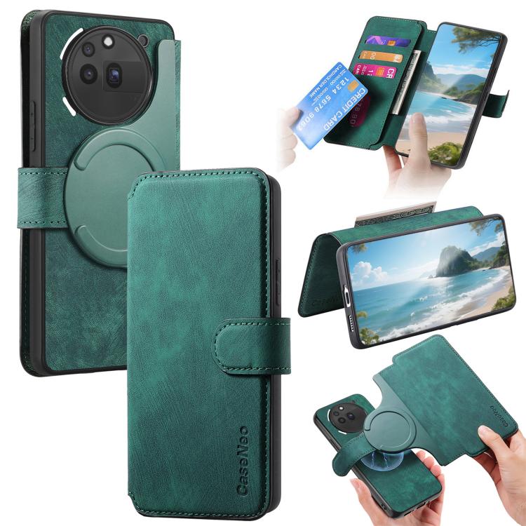 Pour Nothing Phone 3a Pro CoqueCoque de téléphone rétro en cuir anti-vol RFID Neo MagSafe (Vert)
