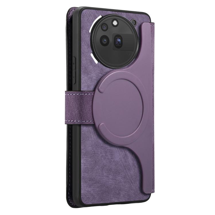 Pour Étui Nothing Phone 3a ProCoque de téléphone rétro en cuir anti-vol RFID MagSafe Neo (violet)