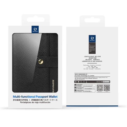 DUX DUCIS PU Leather RFID Multi-card Wallet with Lanyard(Black)