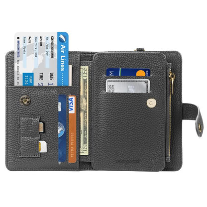 DUX DUCIS PU Leather RFID Multi-card Wallet with Lanyard(Grey)