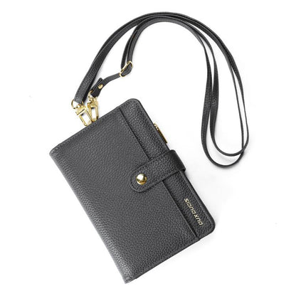 DUX DUCIS PU Leather RFID Multi-card Wallet with Lanyard(Grey)