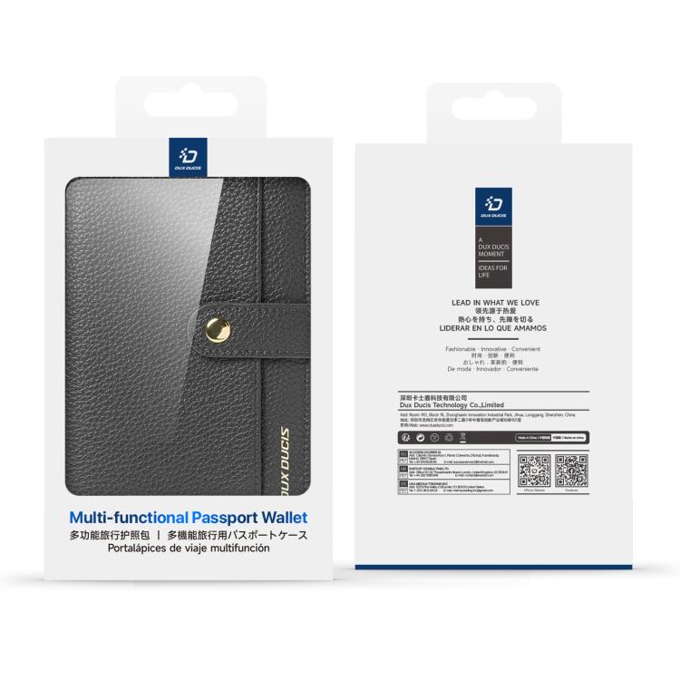 DUX DUCIS PU Leather RFID Multi-card Wallet with Lanyard(Grey)