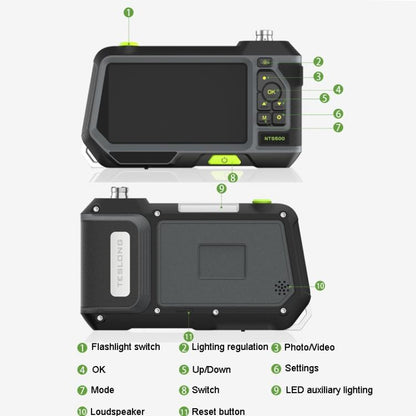 TESLONG NTS500 Industrial Pipeline Endoscope with 5 inch HD Screen, Model:5.5mm Single Lens / 3m