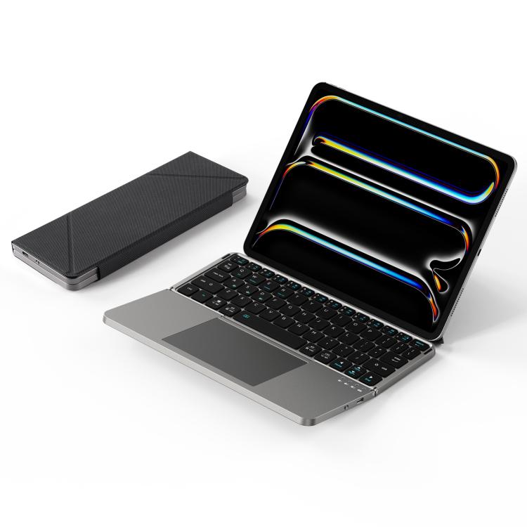 DUX DUCIS OK Fold Series Two-fold Touch Wireless Bluetooth Keyboard Tablet Leather Case(Black)