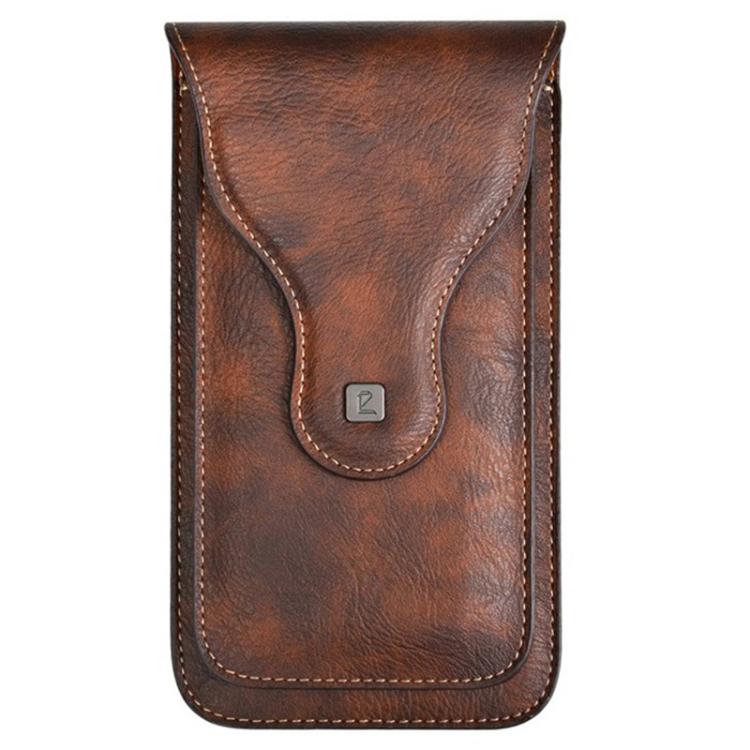VIETAO Dual-Layer Pockets Crazy Horse Waist-Hanging Phone Bag(Brown)