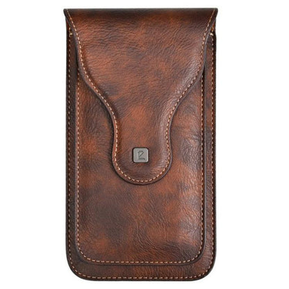 VIETAO Dual-Layer Pockets Crazy Horse Waist-Hanging Phone Bag(Brown)