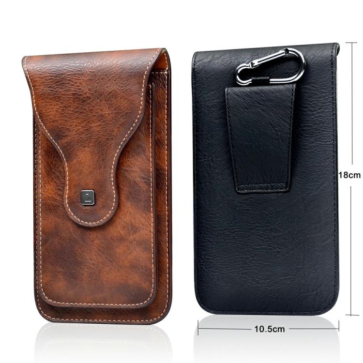 VIETAO Dual-Layer Pockets Crazy Horse Waist-Hanging Phone Bag(Brown)