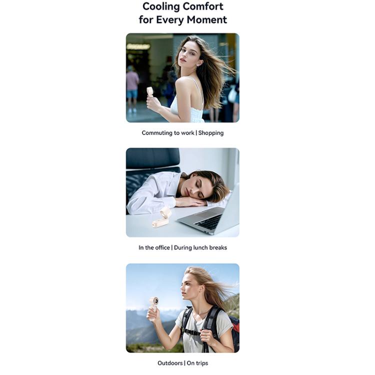 USAMS ZB352 Digital Display Folding Handheld Mini Fan(Black)