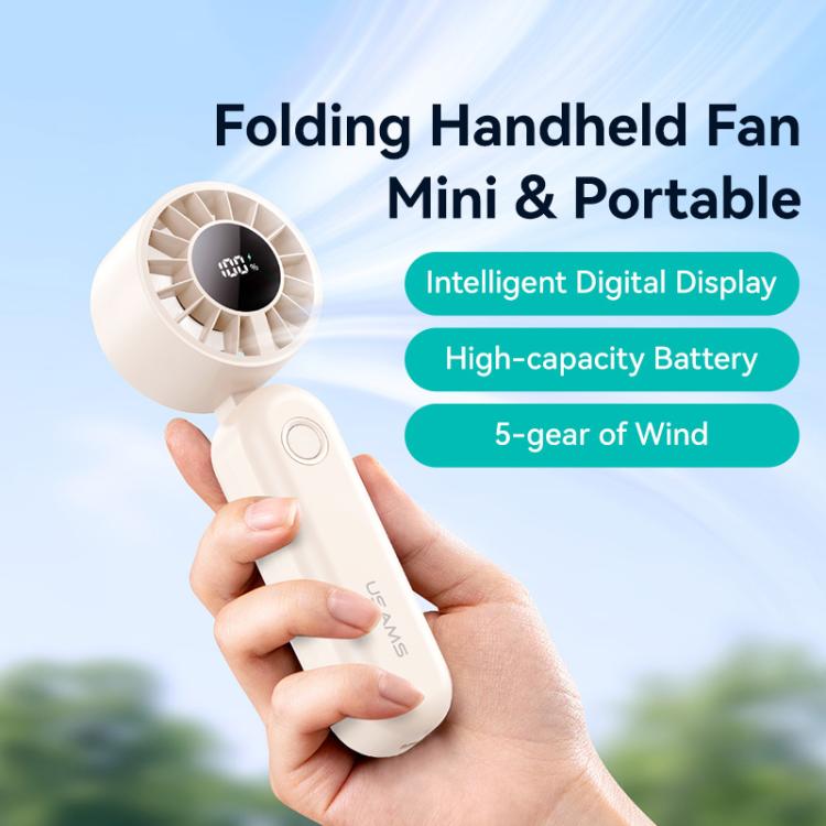 USAMS ZB352 Digital Display Folding Handheld Mini Fan(Black)
