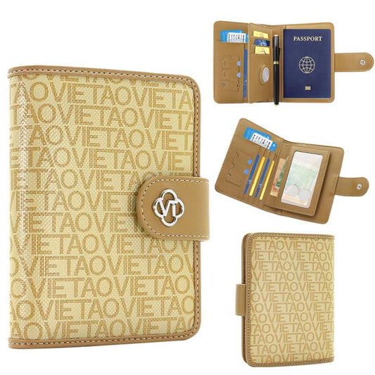 VIETAO VT-ZP-240 Multifunctional Leather Passport Card Holder(Milk Tea)