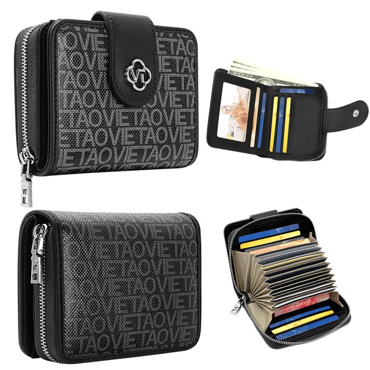 VIETAO VT-ZP-241 Multifunctional Leather Card Holder Wallet(Black Grey)